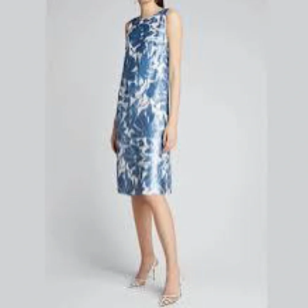 Lafayette 148 New York XS Blue Sequin Noah Dress Floral NWOT - Picture 4 of 16
